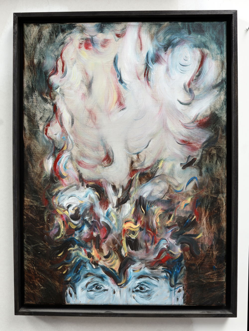 Joris VAN DE MOORTEL Hoofd als zieke vulkaan met rook, 2023 Huile sur lin et cadre en bois de l’artiste Oil on linen and artist’s wooden frame 70 x 50 cm