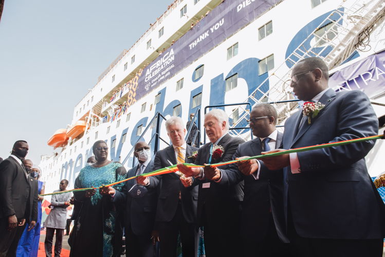 Heads of State participate in Ribbon Cutting for the Global Mercy's first visit to Africa.