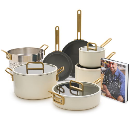 GreenPan™ Stanley Tucci™ Ceramic Nonstick 11-Piece Cookware Set, Carrara White GreenPan™ Stanley Tucci™ Ceramic Nonstick 11-Piece Cookware Set, Carrara White