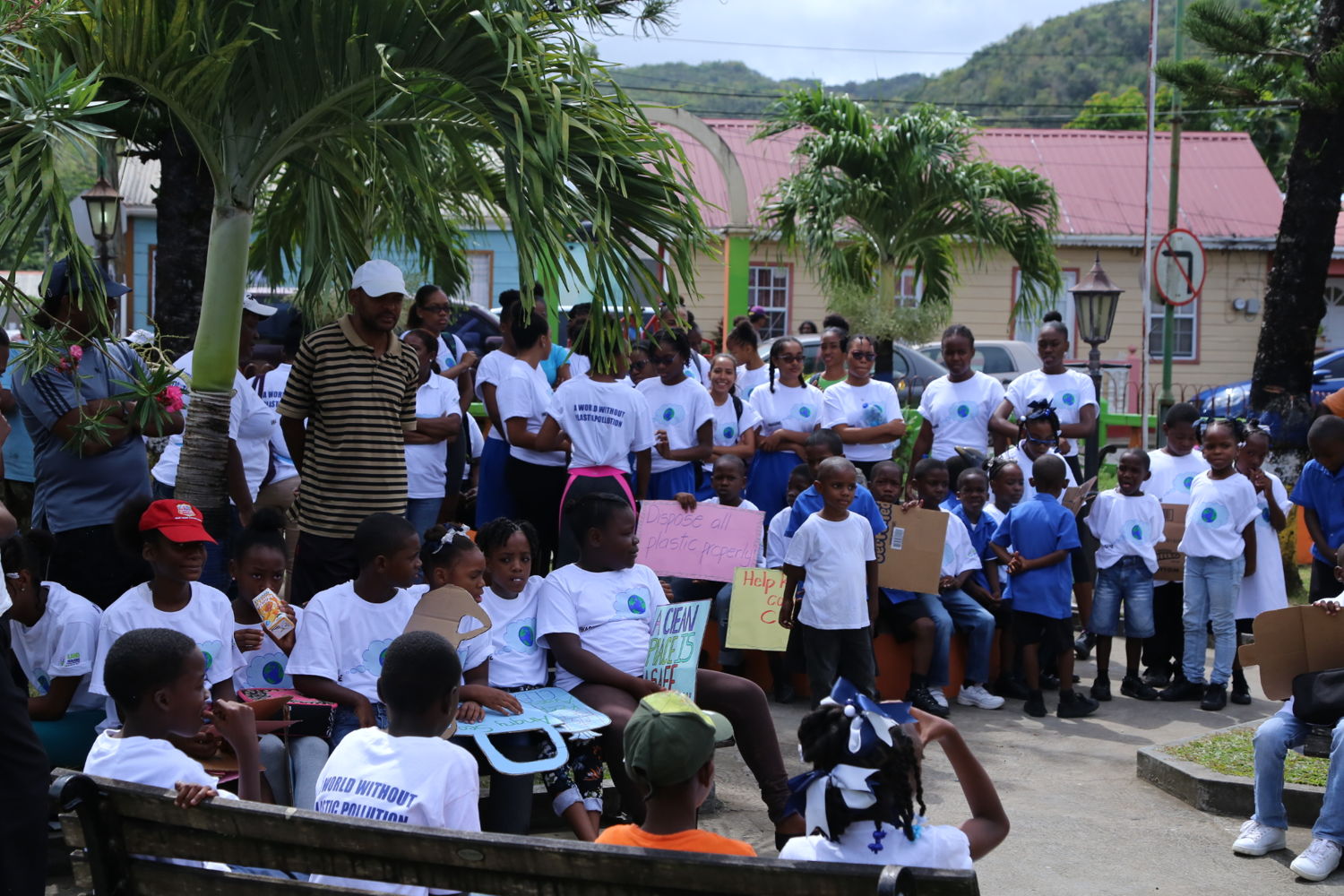 Students participating in the clean up activity