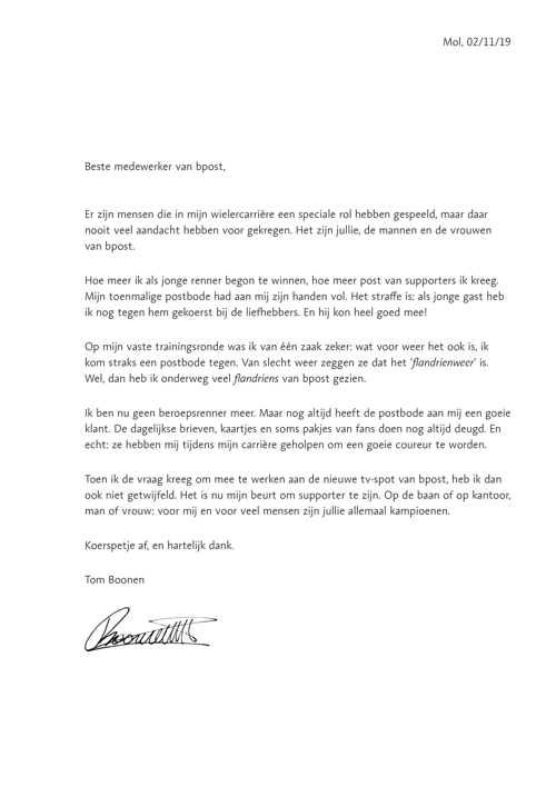 Brief Tom Boonen