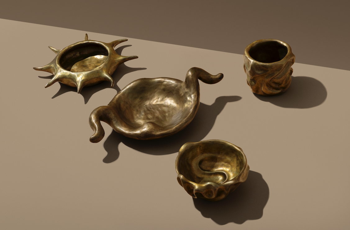 Left to Right: Soleil Vessel, Eloise Dish, Alyssa Bowl, Fiore Votive