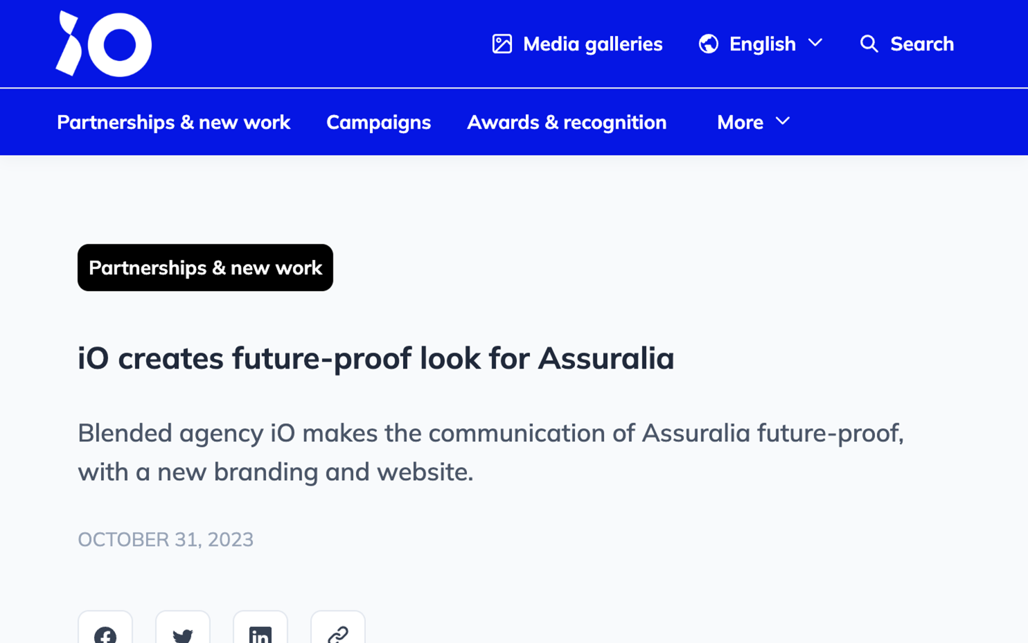 Blended agency iO makes the communication of Assuralia future-proof, with a new branding and website.