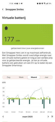 Screenshot virtuele batterij in Smappee App