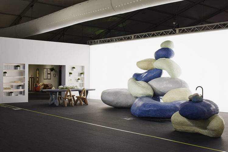 Kohler Kohler presents Stone Flow and Rock.01 by Daniel Arsham at Design Miami 2021. Image credit James Harris Photography.