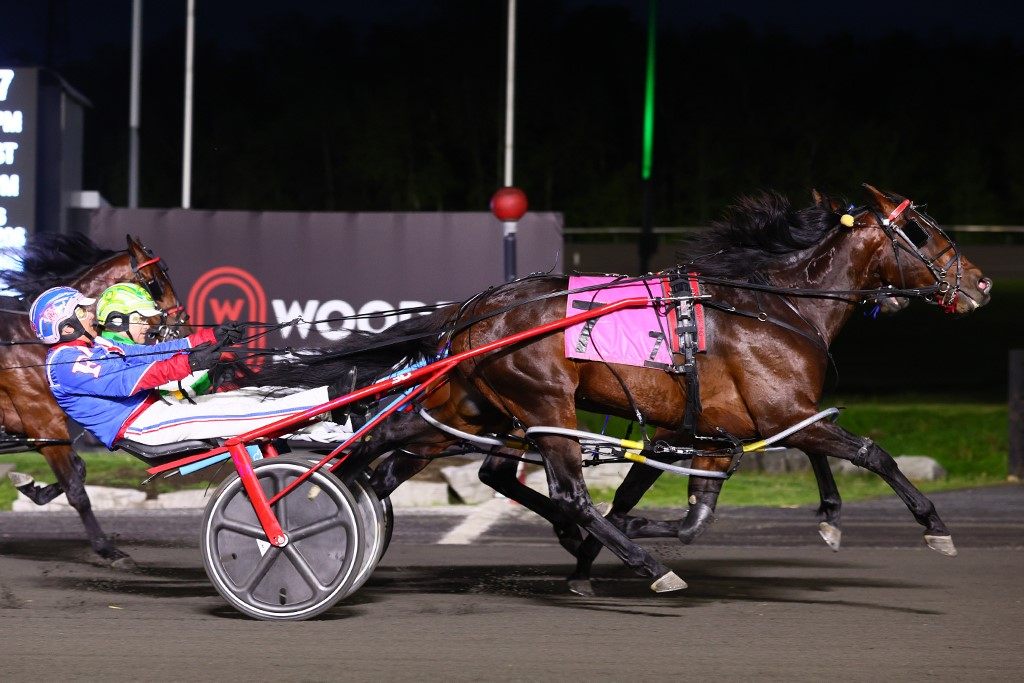 Write Me A Rose reaching up to win the SBOA Stakes on May 20. (New Image Media)