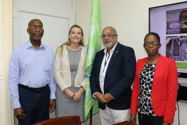 (L-R) Ambassador Anthony Severin, Head of OECS International Relations; H.E. Ms. Liesbeth Mol, Regional Envoy for Caribbean Missions and Organisations, Kingdom of the Netherlands; H. E. Dr. Didacus Jules, Director General of the OECS Commission; and Ms Beverly Best, Head of OECS Development Cooperation & Resource Mobilisation.