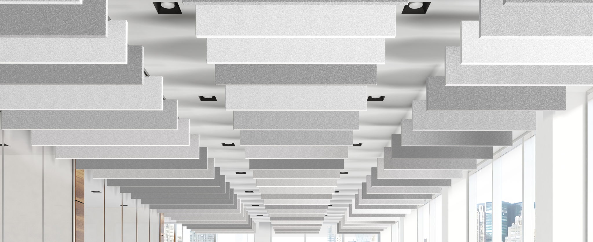 HeartFelt® Baffles-plafond zorgt voor een esthetische kwaliteit en uitstekende akoestiek in de openlandschapskantoren van Agristo