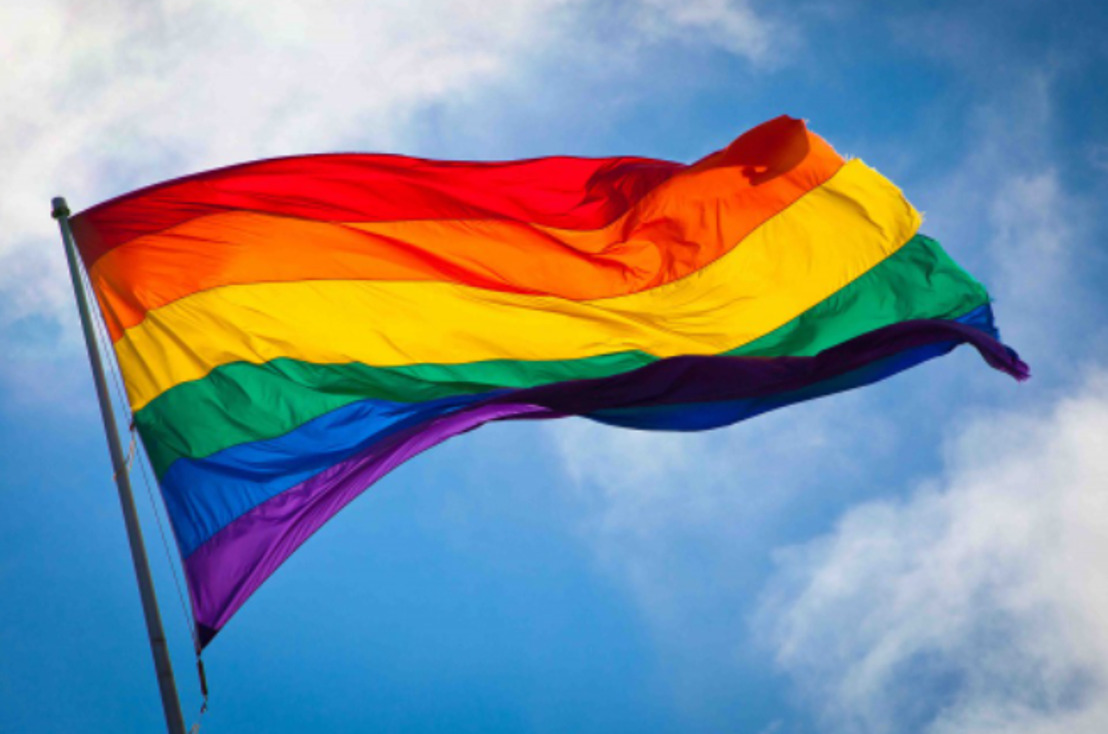 Finalist Mister Gay Belgium en districtscollege hangen samen regenboogvlag uit