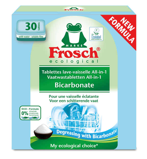 Tablettes lave-vaisselle Frosch All-in-1 au bicarbonate: une nouvelle formule pour une vaisselle naturellement propre