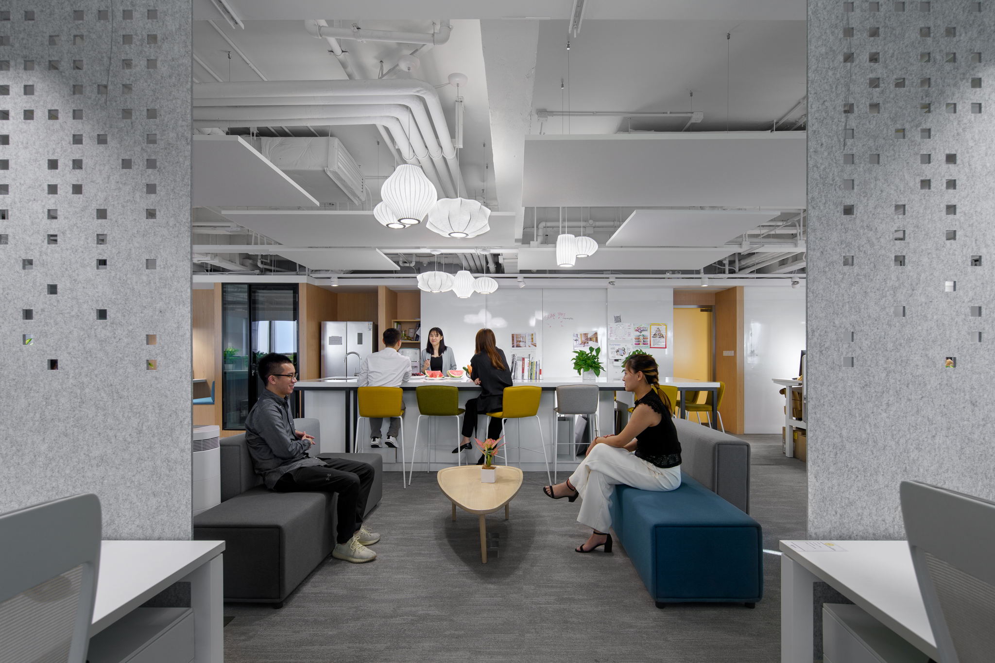 The central common area offers healthy snacks, books and social interaction The central common area offers healthy snacks, books and social interaction