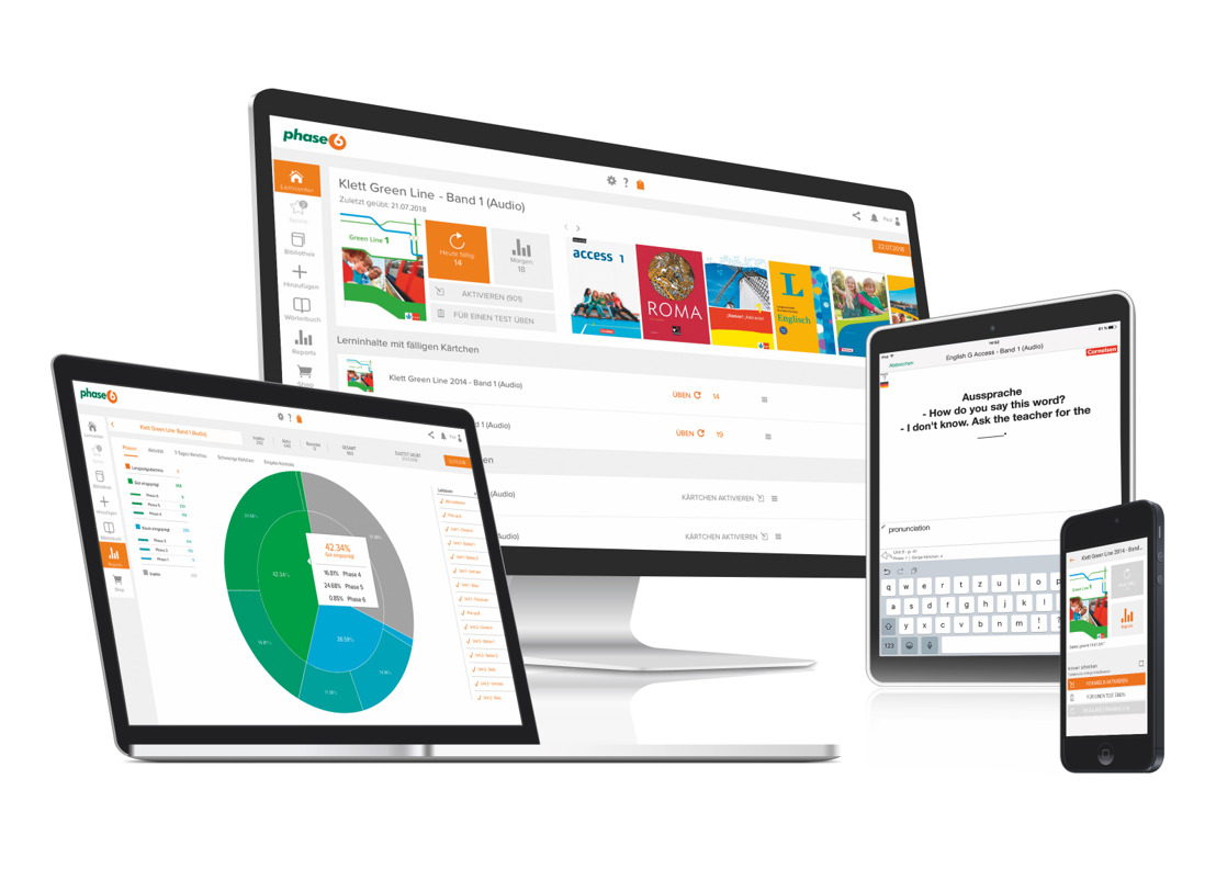 Hugendubel und phase6, Deutschlands führender App-Anbieter für digitales Vokabeltraining, bauen ihre Kooperation aus. Copyright: phase6