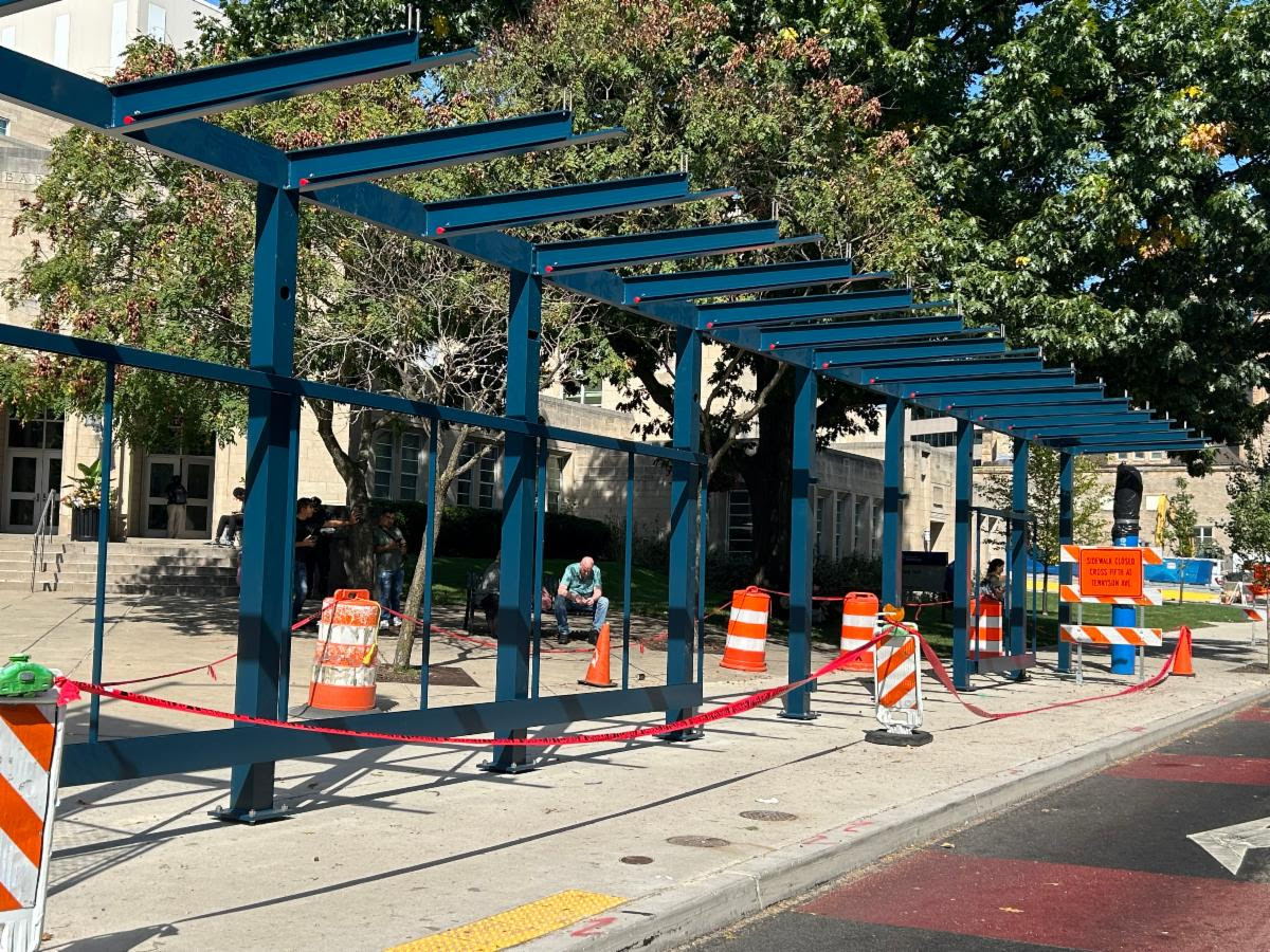 Shelter frame at Fifth and Tennyson avenues installed earlier this week Shelter frame at Fifth and Tennyson avenues installed earlier this week