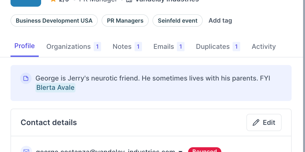 Pinned notes are always highlighted in blue under the Profile tab Pinned notes are always highlighted in blue under the Profile tab