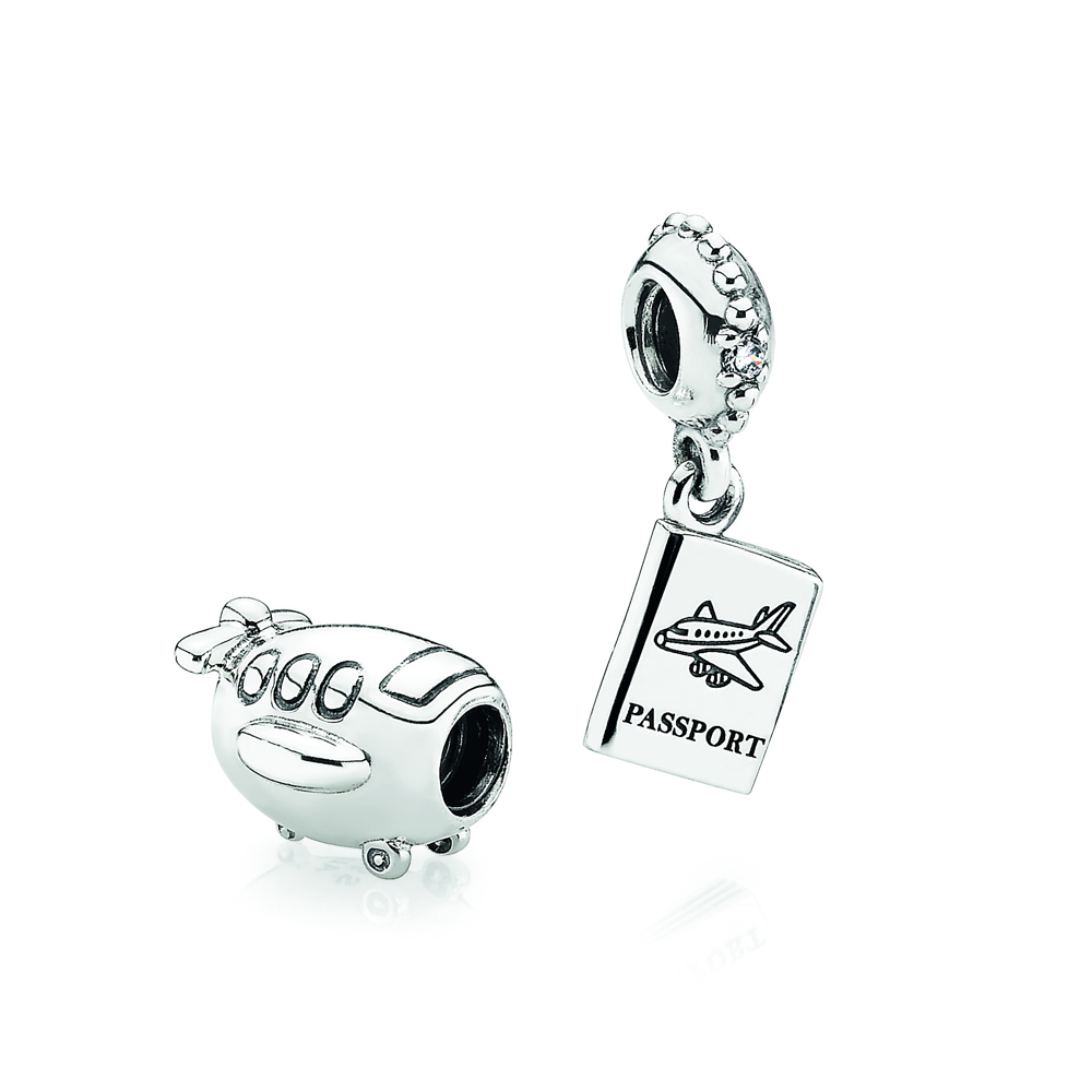 Airplaine and Passport Charms