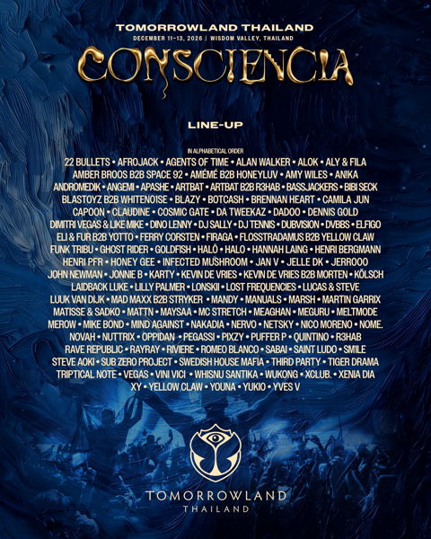 Tomorrowland Thailand unveils its Consciencia line-up ahead of a historic debut at Wisdom Valley