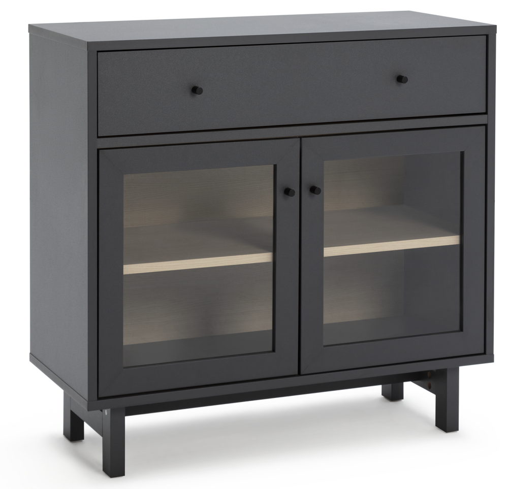 Habitat Jadon 2 Door Display Cabinet - Dark Grey & Oak, £200