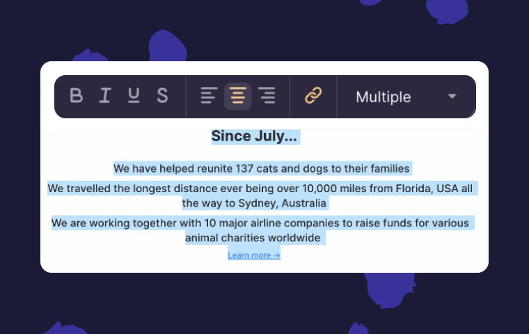 Text alignment for Stories and Campaigns is now possible
