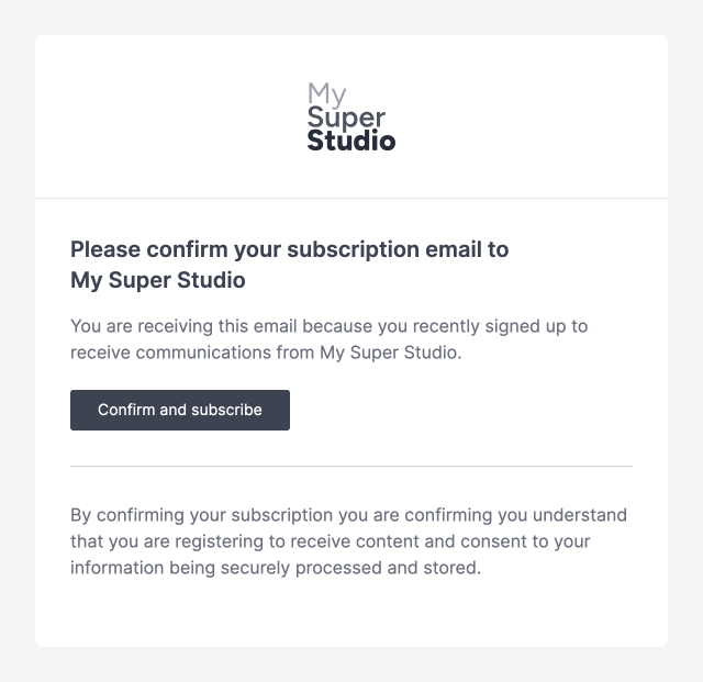 Email confirmation: Subscription
