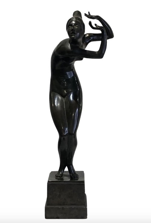Art Deco Bronze Nude Female Dancer by Jules Werson