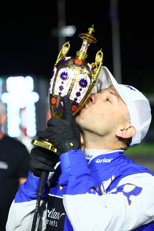 Louis-Philippe Roy in the winner's circle for the 41st Pepsi North America Cup on June 15, 2024 at Woodbine Mohawk Park (New Image Media)
