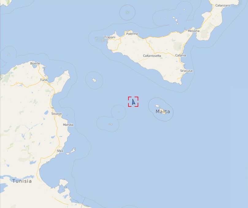 Posición del Ocean Viking a las 16:30 horas del martes 20 de agosto. Fuente: vesselfinder.com.
