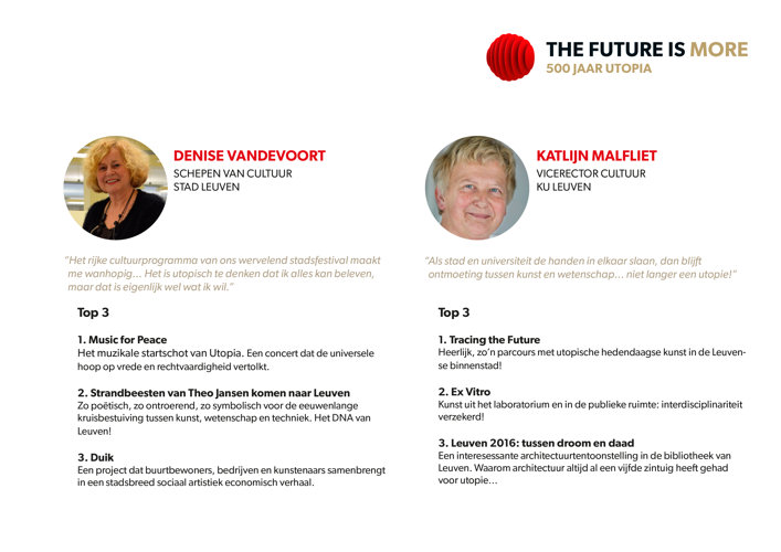 500jaarUtopia - De keuze van Denise Vandevoort en Katlijn Malfliet
