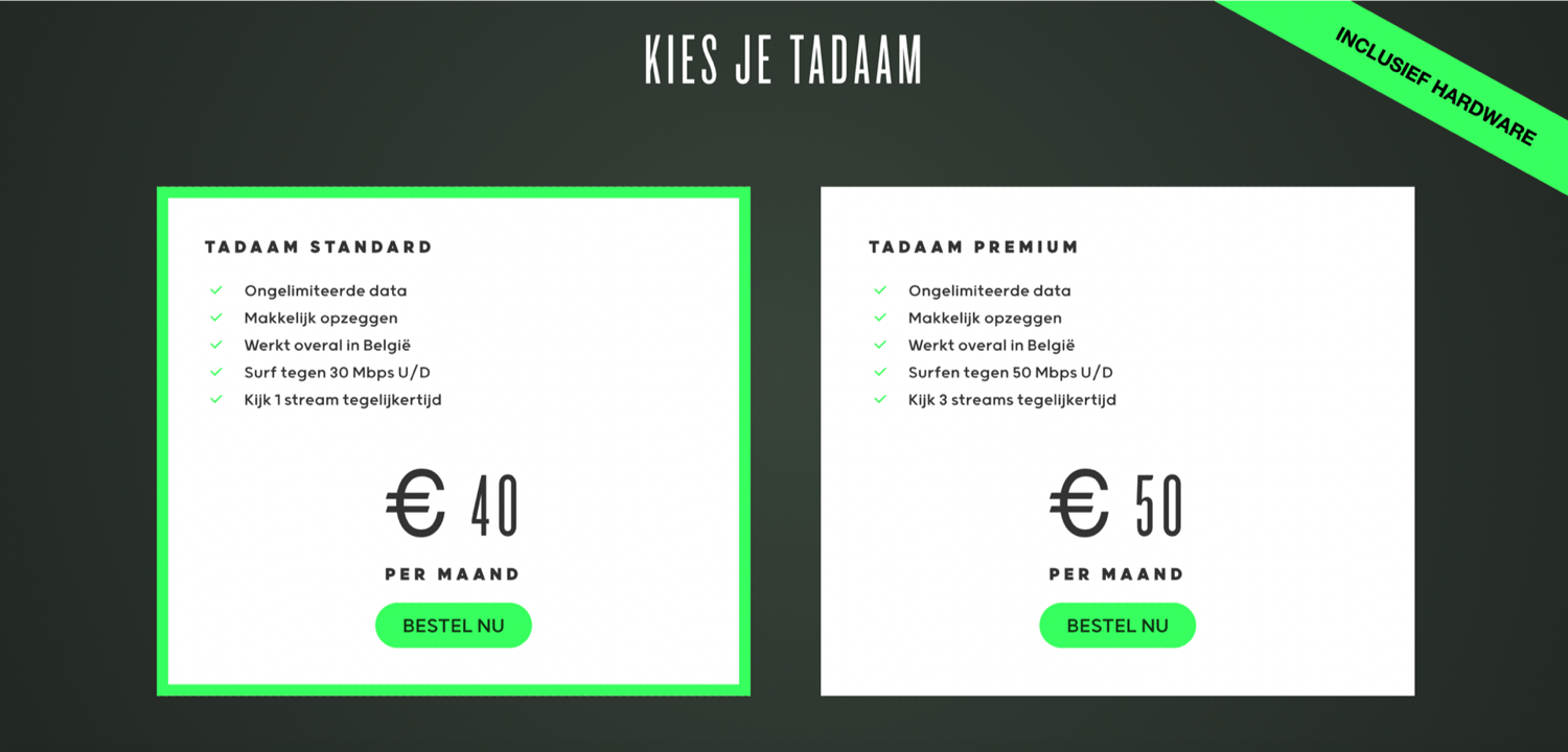 Twee verschillende TADAAM formules - inclusief hardware