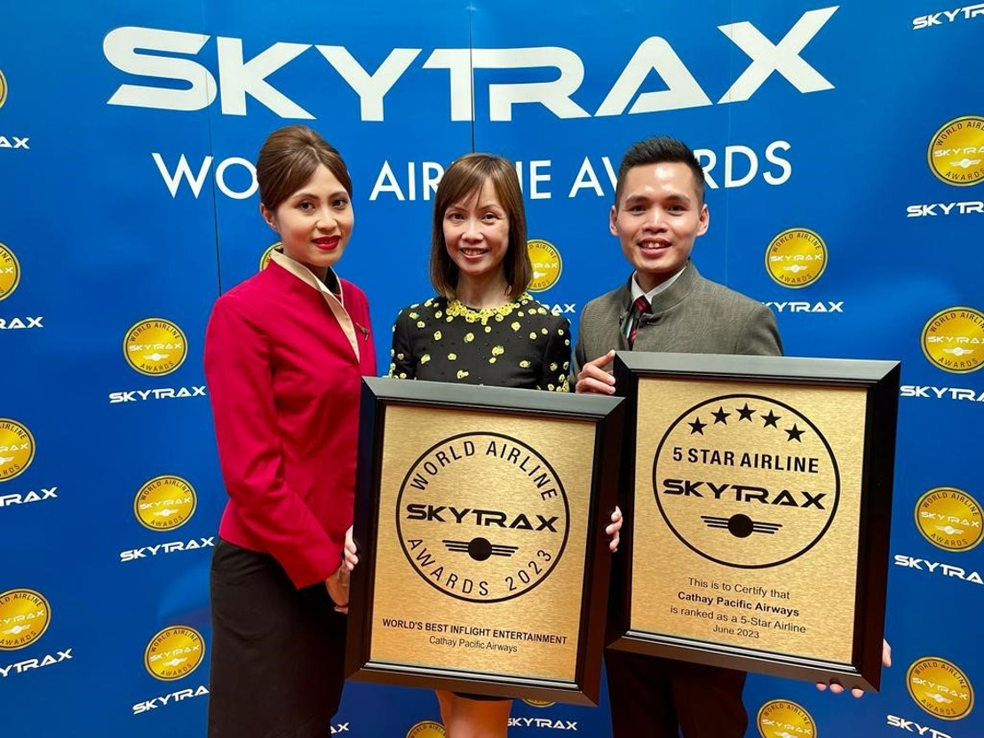 Cathay Pacific riceve lo Skytrax World Airlines Award per il miglior intrattenimento in volo al mondo