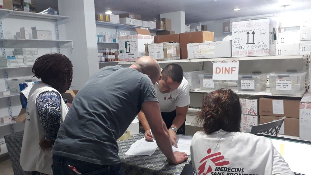 MSF staff prepare a medical supplies donation for the Ministry of Health in Gaza after Israeli strikes on October 8, 2023, | Photographer: MSF | Date: 08/10/2023
