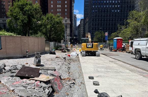 Inside the work zone on Sixth Avenue between Grant and Ross Streets Inside the work zone on Sixth Avenue between Grant and Ross Streets