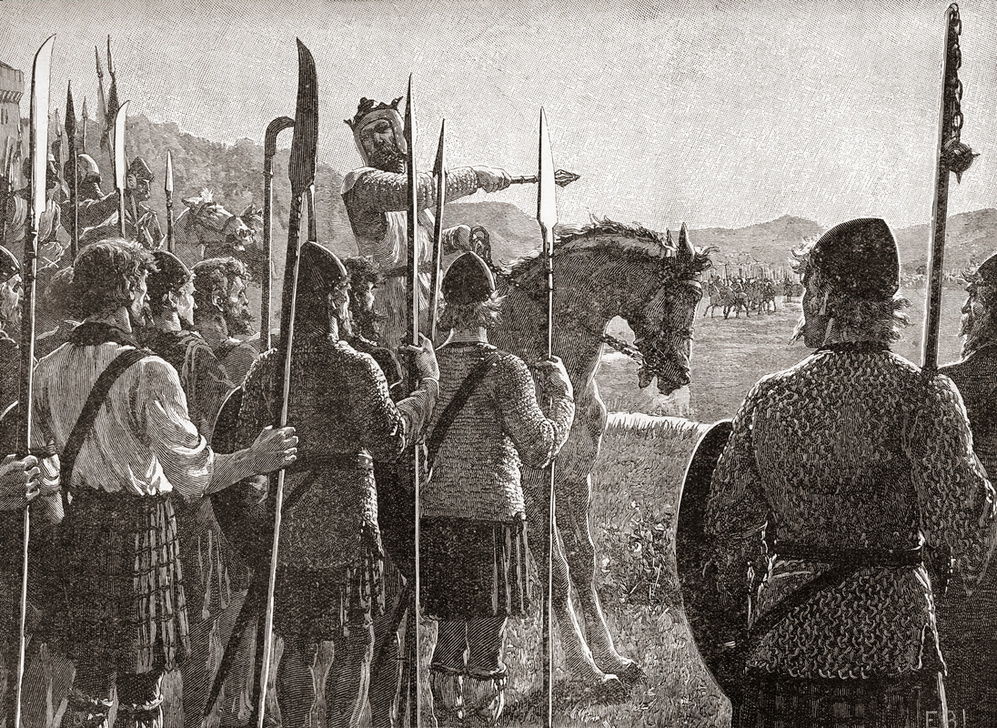 Robert the Bruce reviewing his troops before the Battle of Bannockburn, 24 June 1314. AKG7056887 © akg-images / UIG / Universal History Archive