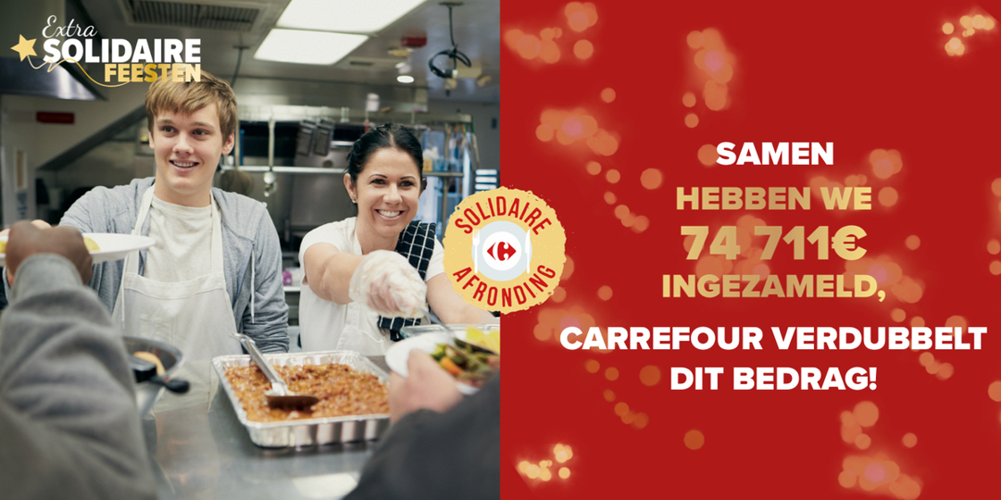 Carrefour verdubbelt het bedrag van haar klanten en schenkt 149.422 euro aan voedselhulporganisaties