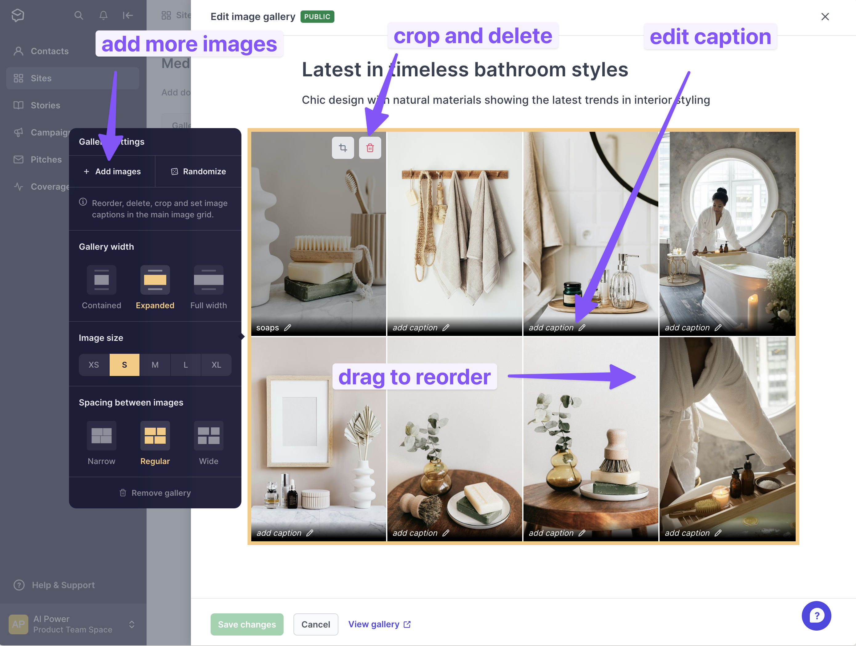 arranging your story gallery … and you're done! Here's how your gallery will display in your story: [browser]