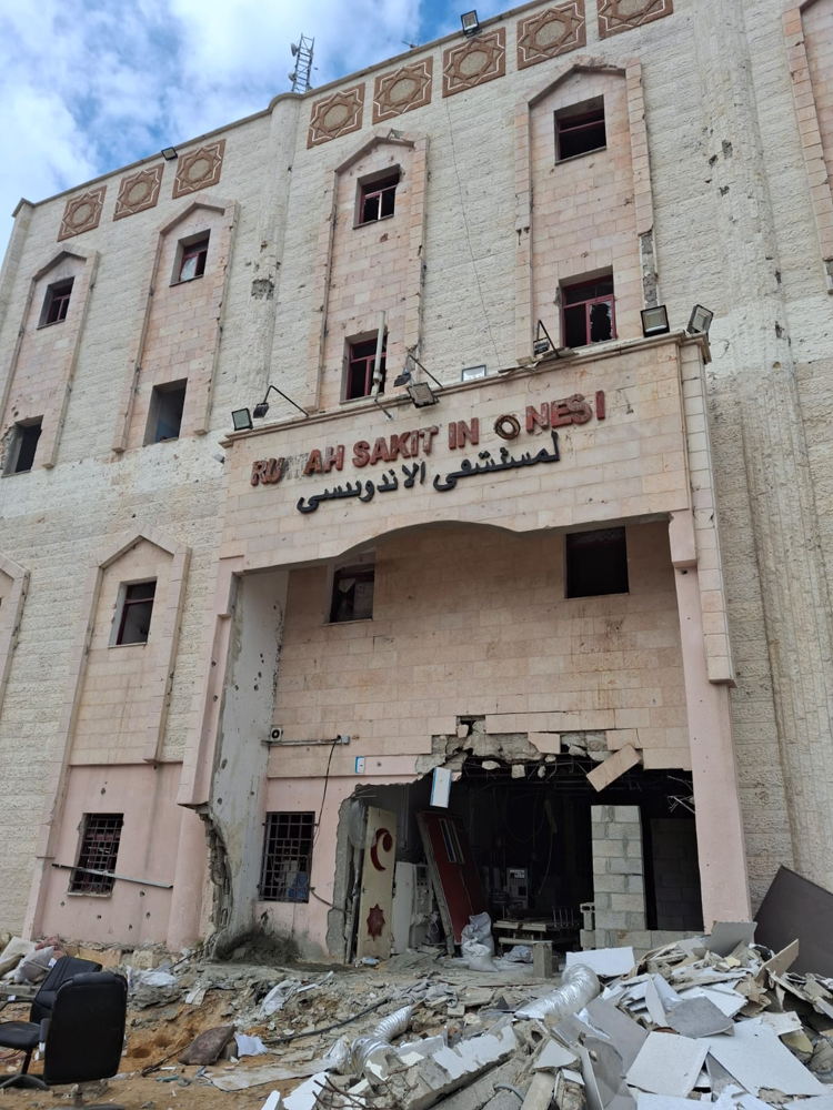 Fachada del Hospital Indonesio. NOUR ALSAQQA/MSF