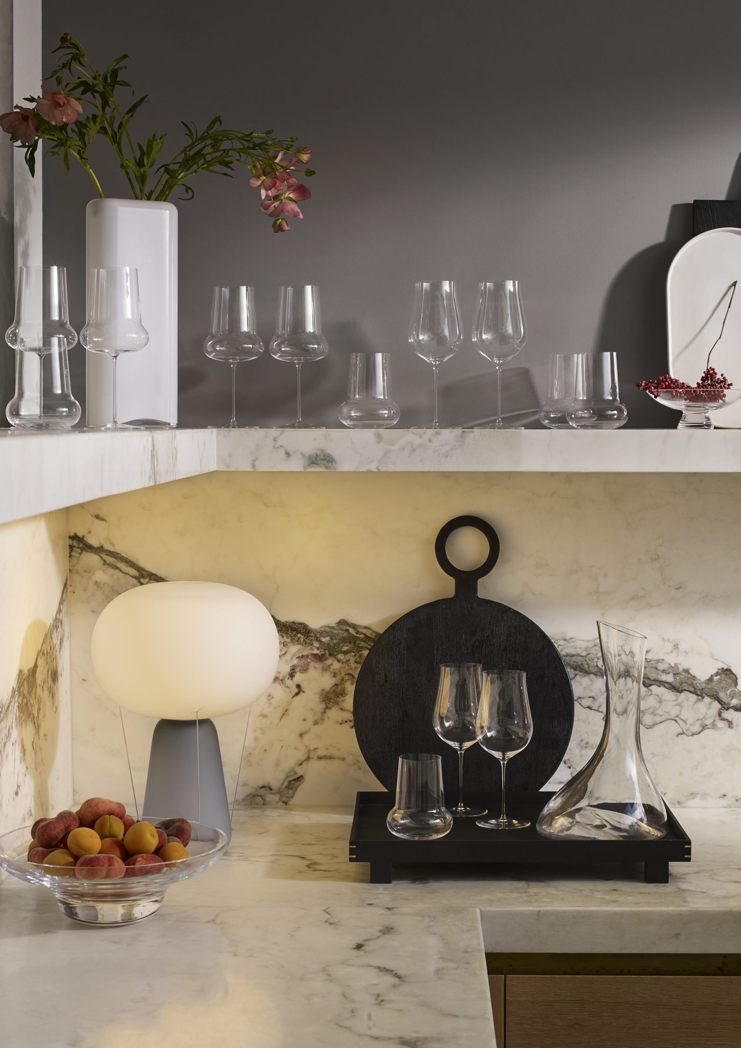 Ghost Zero Belly Set of 2 Glasses, EUR €98, US $143, INT $115
Ghost Zero Belly White Wine Glass, EUR €98, US $143, INT $115
Layers Vase Tall, EUR €120, US $175, INT $140
Ghost Zero Tulip White Wine Glass, EUR €98, US $143, INT $115
Heads Up Bowl, EUR €132, US $193, INT $155
Blow Lamp, EUR €505, US $739, INT $591
Vini Carafe 1200cc, EUR €75, US $109, INT $87