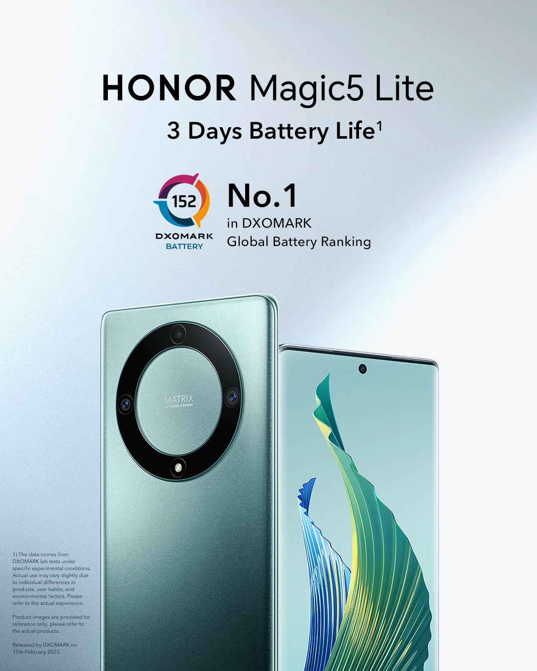 Das HONOR Magic5 Lite ist Sieger im Akku-Test von DxOMark.