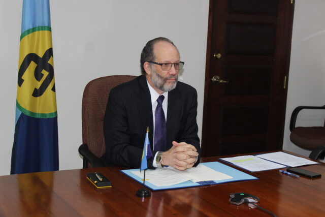 CARICOM Secretary-General Ambassador Irwin LaRocque addressing the ceremony