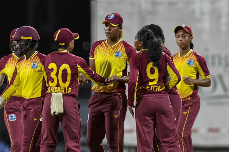 West Indies women celebrating wicket