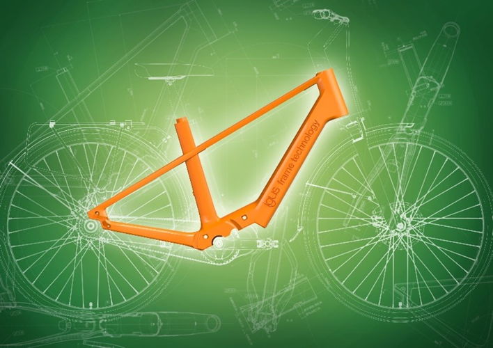 Het nieuwe fietsframe weegt 3,3 kg, is recyclebaar en uit één stuk gegoten. Om ervoor te zorgen dat het voldoende sterkte, stijfheid en een laag gewicht heeft, gebruikt igus een composietmateriaal dat bestaat uit hoogwaardige kunststoffen en koolstofvezels. (Bron: igus B.V.)