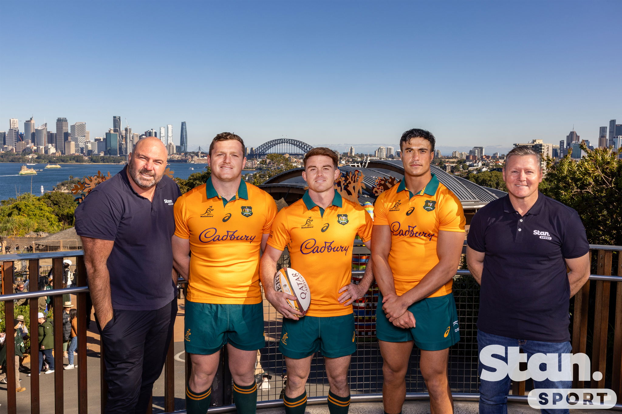 (L to R) Sean Maloney, Angus Bell, Andrew Kellaway, Joseph Suaalii, Matt Burke (L to R) Sean Maloney, Angus Bell, Andrew Kellaway, Joseph Suaalii, Matt Burke
