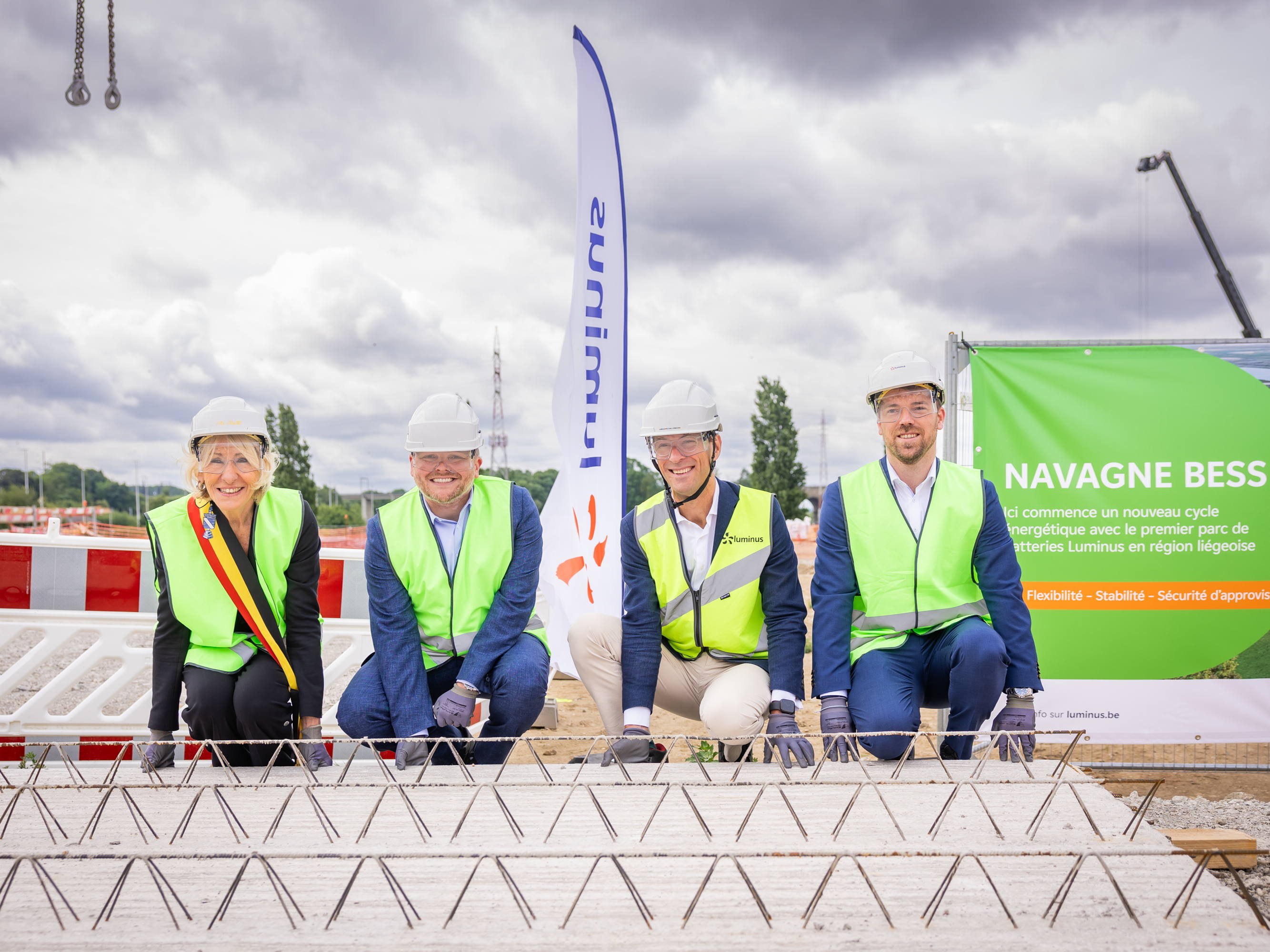 Eerste steenlegging van het batterijpark van Luminus in Navagne: de flexibiliteitsoplossing als aanvulling op hernieuwbare energie