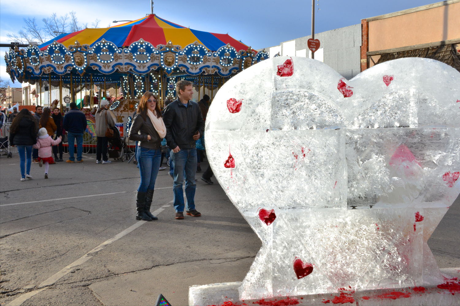 Loveland Fire & Ice Festival - Ice sculpture and carousel

