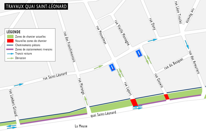 Tram de Liège : Mise en voie sans issue temporaire de la rue Laport et prolongation rue Goswin