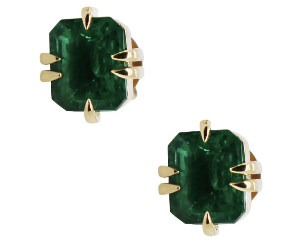 2ct pair of Emerald and 18k stud earrings, $3,500