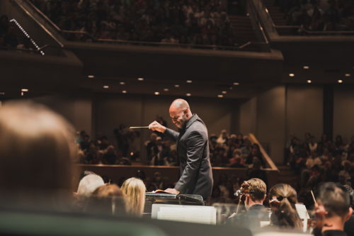 Daniel Barthlomew-Poyser conducting the TSO (Photo by Allan Cabral/Courtesy of the Toronto Symphony Orchestra)