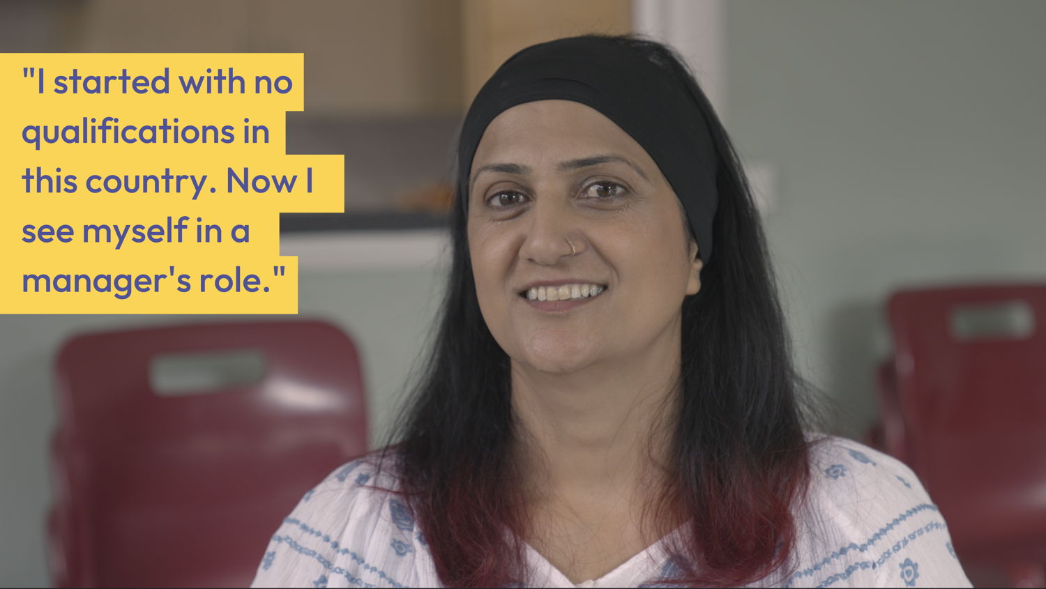 Nisreen began her career with no qualifications in this country, now she’s made her way to a management role but loves that she can continue to work with children and young people every day.
