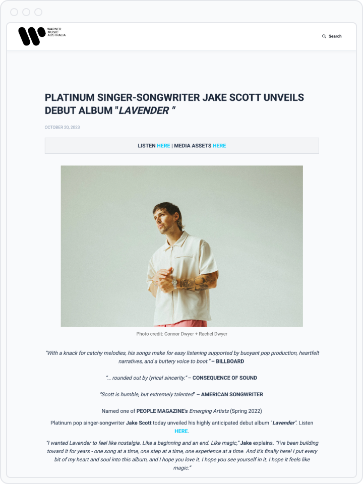 Warner Music Australia newsroom