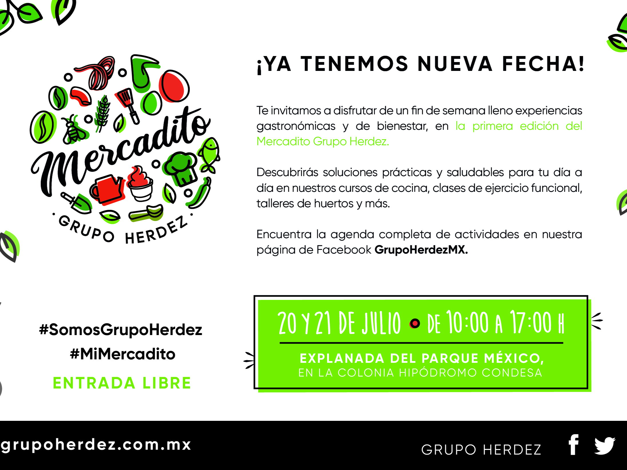 Este sábado 20 de julio se inaugura a las 9:30 h el Mercadito Grupo Herdez en el Parque México