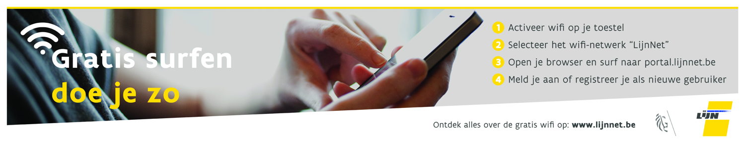 Wifi De Lijn: affiche in tram / gratis surfen doe je zo